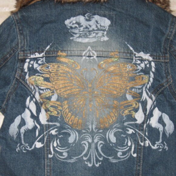 SQUEEZE GIRL'S SZ 5 DENIM JEAN JACKET W/ REMOVABLE FAUX FUR COLLAR  QUILTED VEST - Picture 8 of 15